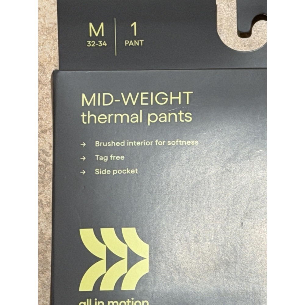 Men's Mid-Weight Thermal Pants ~ All In Motion ~ Black ~ Size M (32-34) ~ NWT ~ - Picture 3 of 6